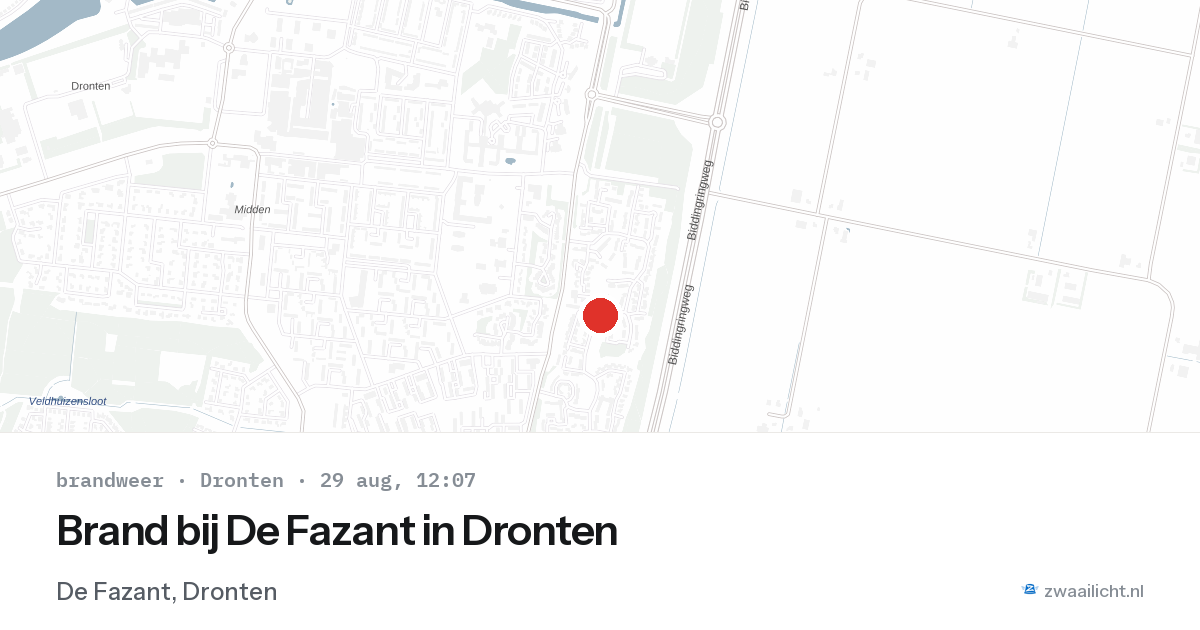 Brand bij De Fazant in Dronten — 29 aug 2026