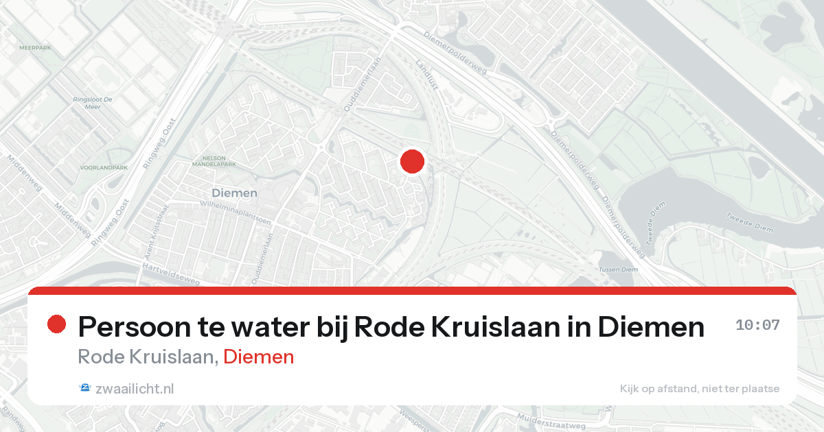 Persoon te water bij Rode Kruislaan in Diemen — 1 jun 2026