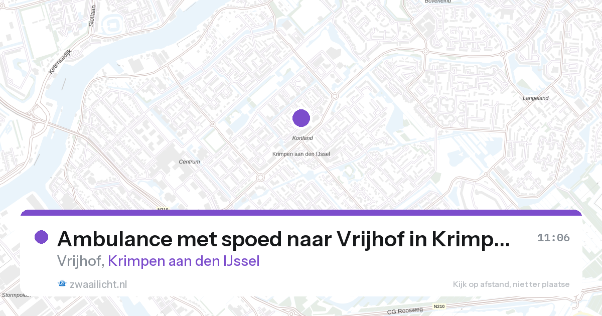 Ambulance met spoed naar Vrijhof in Krimpen aan den IJssel — 28 aug 2026