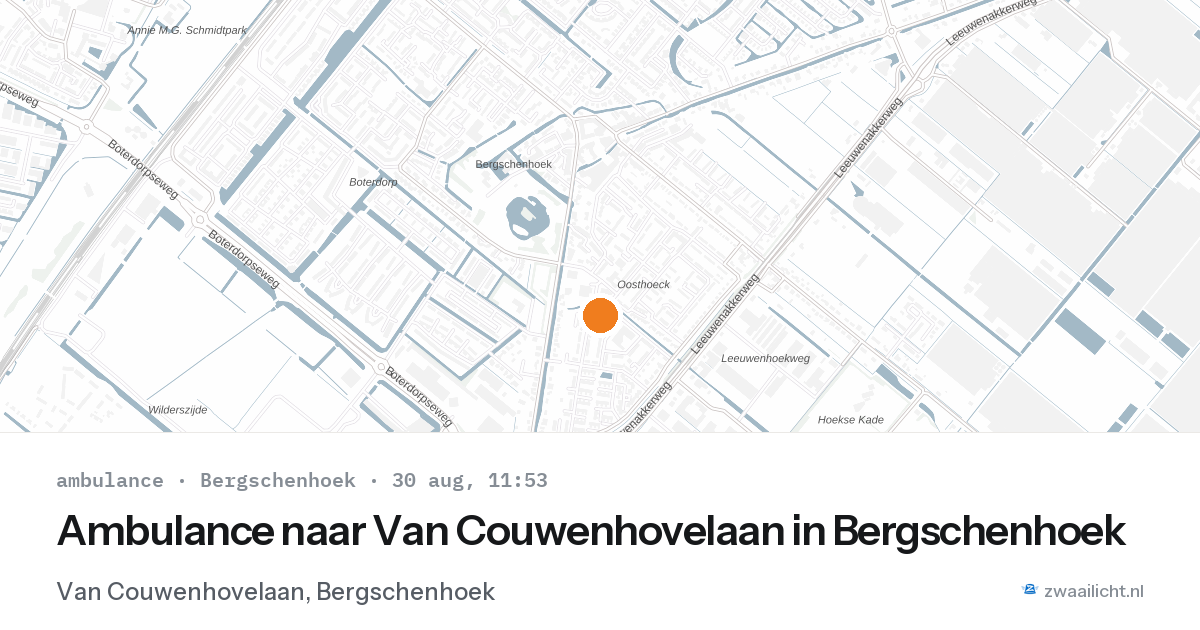 Ambulance naar Van Couwenhovelaan in Bergschenhoek — 30 aug 2026
