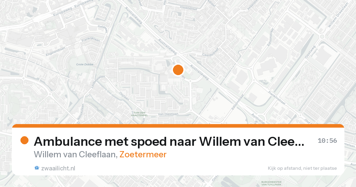 Ambulance met spoed naar Willem van Cleeflaan in Zoetermeer — 24 aug 2026