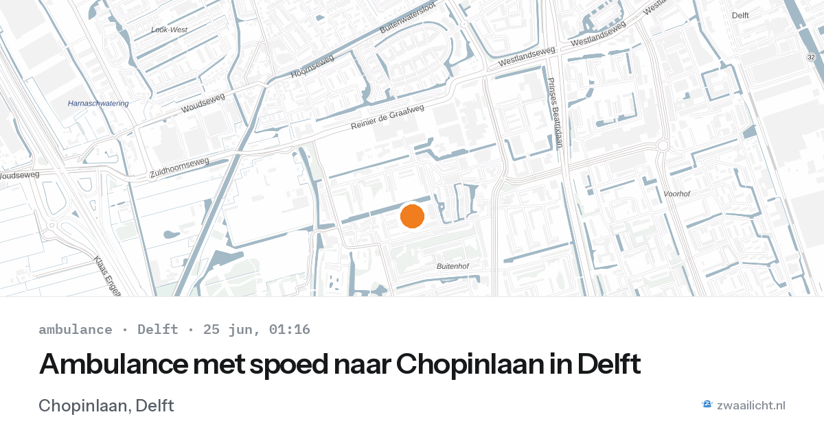 Ambulance met spoed naar Chopinlaan in Delft — 24 jun 2026