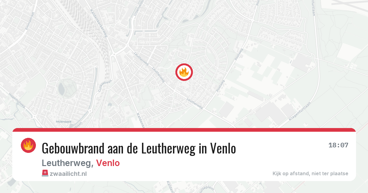 Gebouwbrand aan de Leutherweg in Venlo — 13 mrt 2026