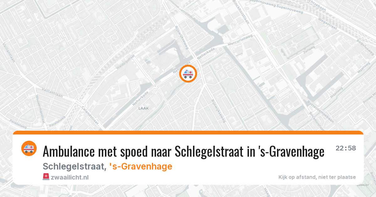Ambulance met spoed naar Schlegelstraat in 's-Gravenhage — 10 aug 2026