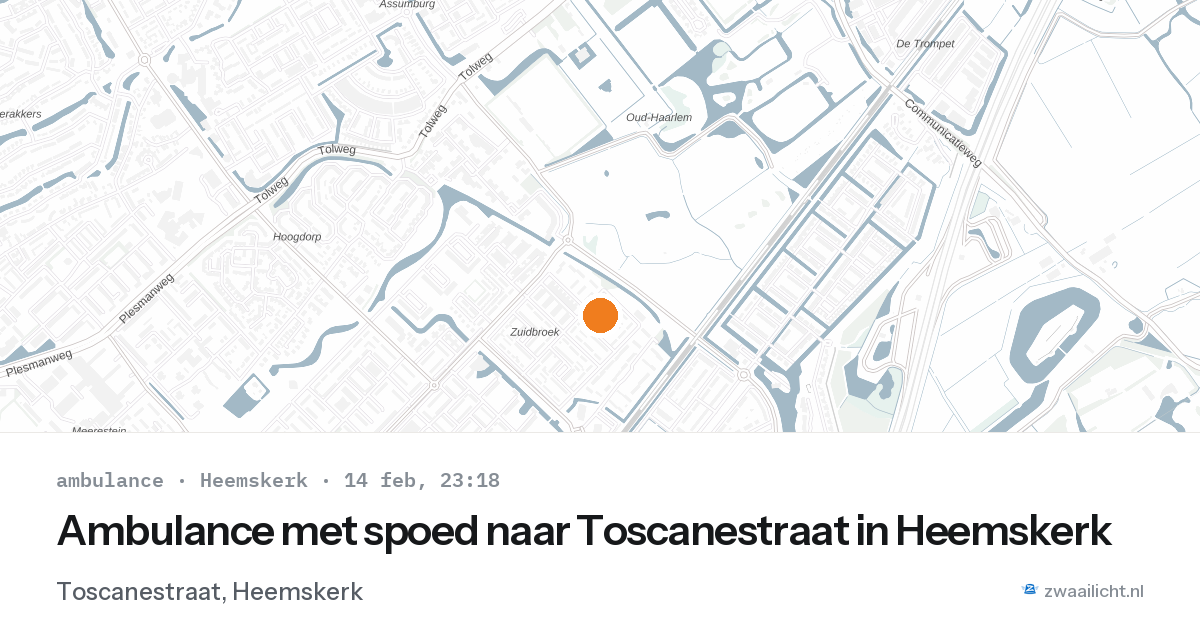 Ambulance met spoed naar Toscanestraat in Heemskerk — 14 feb 2026