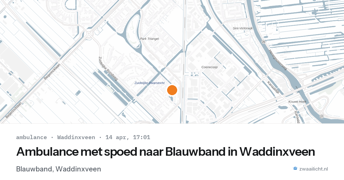 Ambulance met spoed naar Blauwband in Waddinxveen — 14 apr 2026
