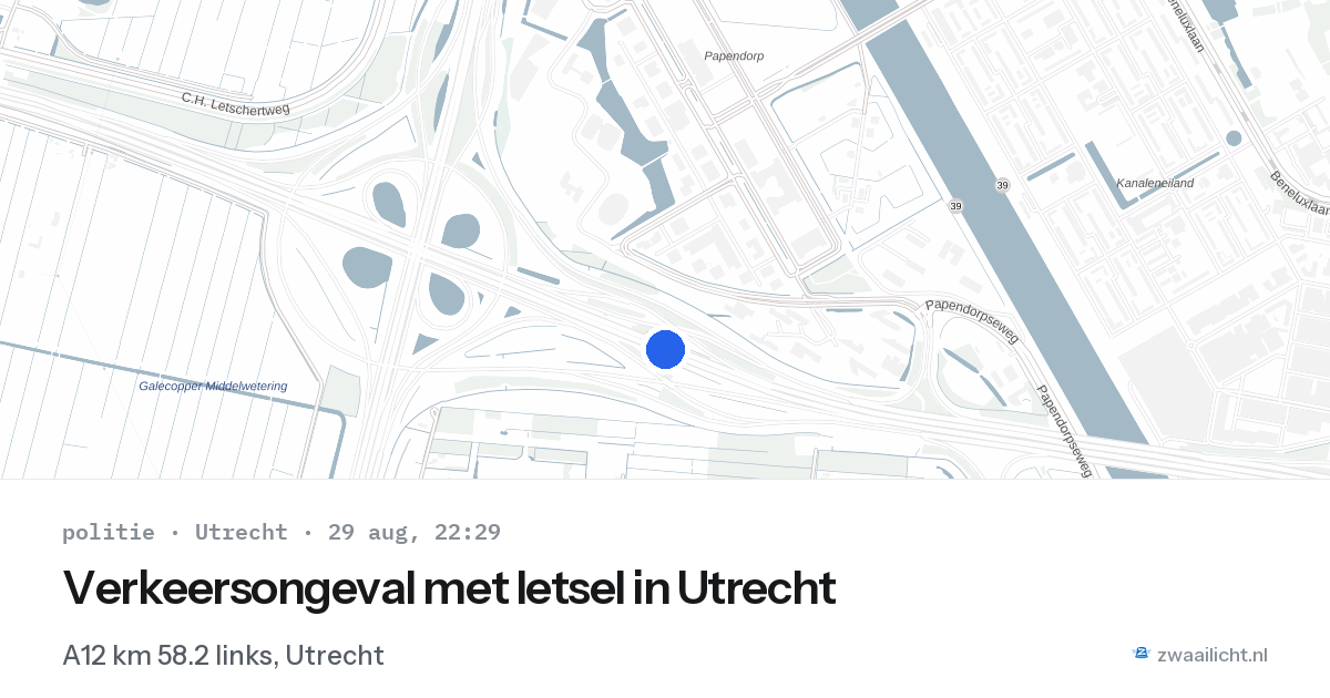Verkeersongeval met letsel in Utrecht — 29 aug 2026
