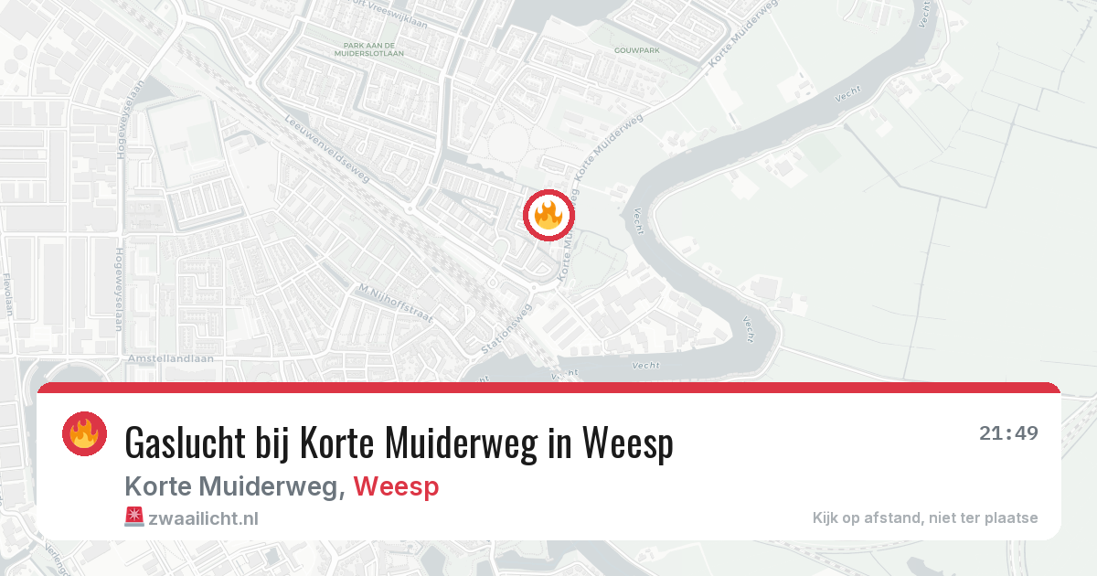 Gaslucht bij Korte Muiderweg in Weesp — 6 jul 2026