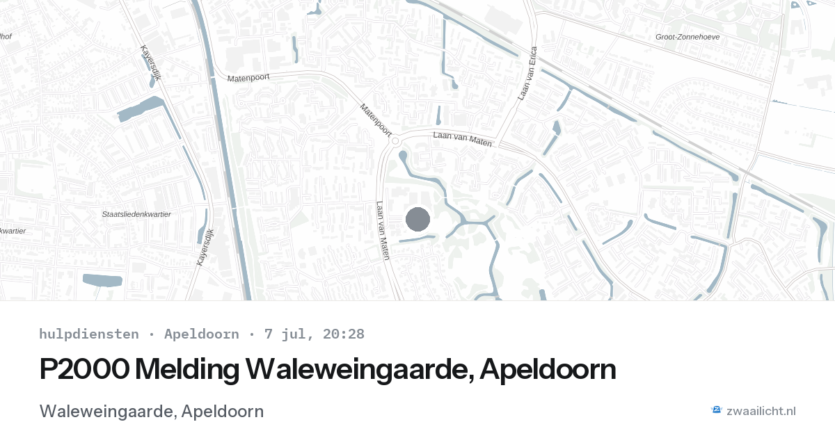 P2000 Melding Waleweingaarde, Apeldoorn — 7 jul 2026