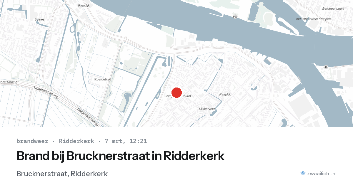 Brand bij Brucknerstraat in Ridderkerk — 7 mrt 2026