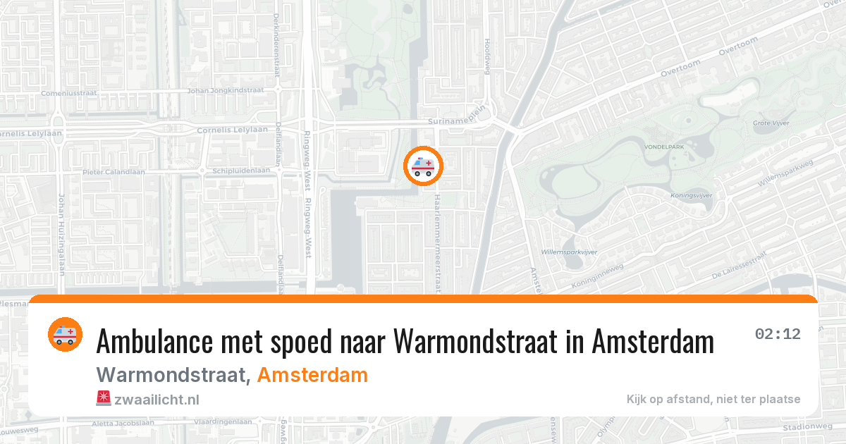 Ambulance met spoed naar Warmondstraat in Amsterdam — 14 aug 2026
