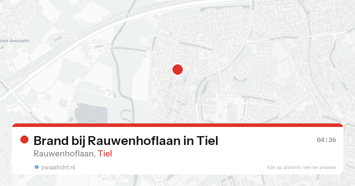 Brand bij Rauwenhoflaan in Tiel — 21 aug 2026