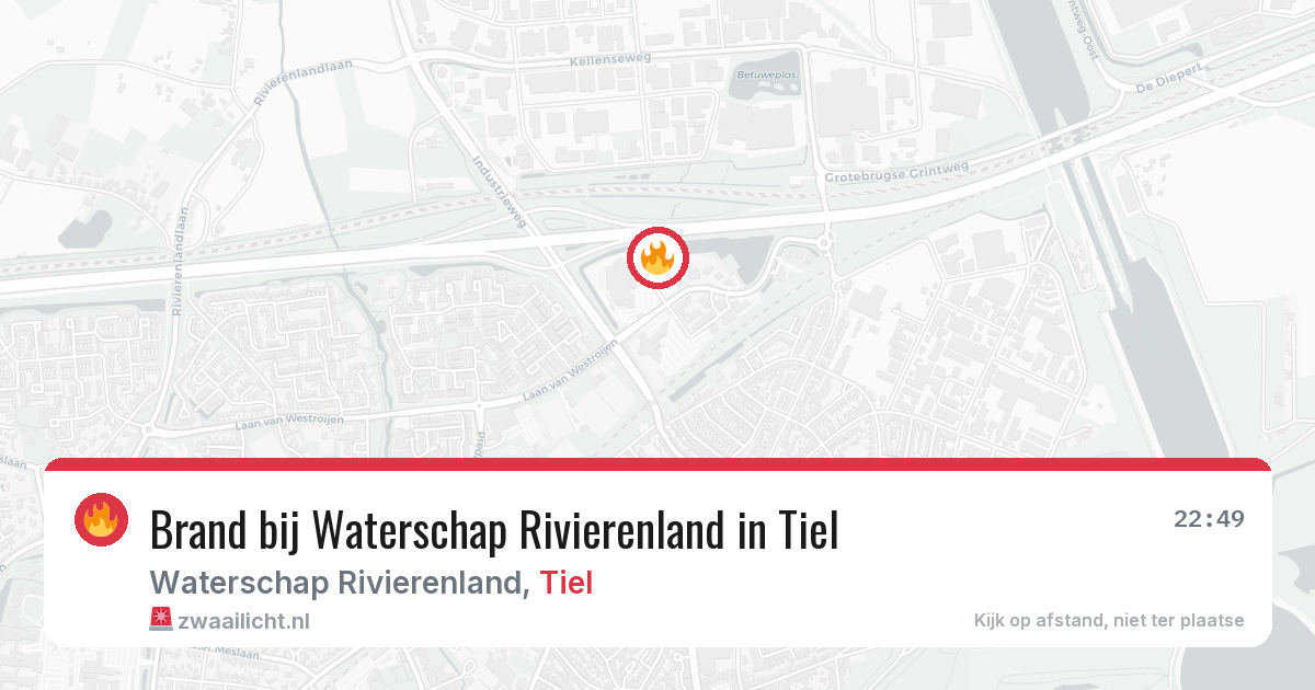 Brand bij Waterschap Rivierenland in Tiel — 31 jul 2026