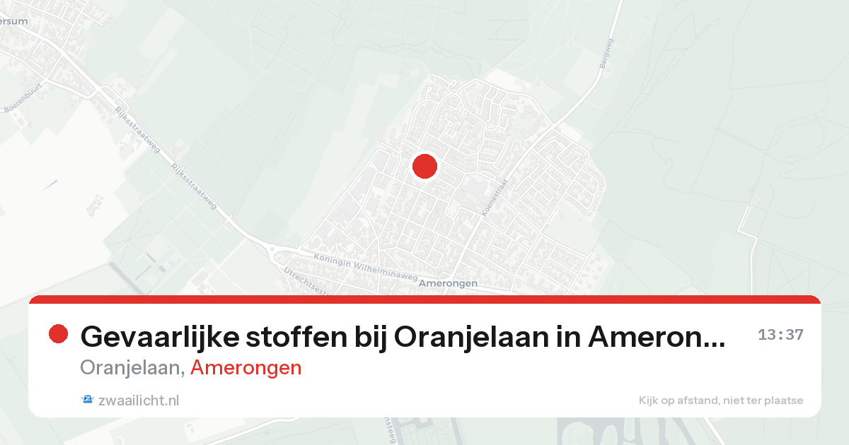 Gevaarlijke stoffen bij Oranjelaan in Amerongen — 25 aug 2026