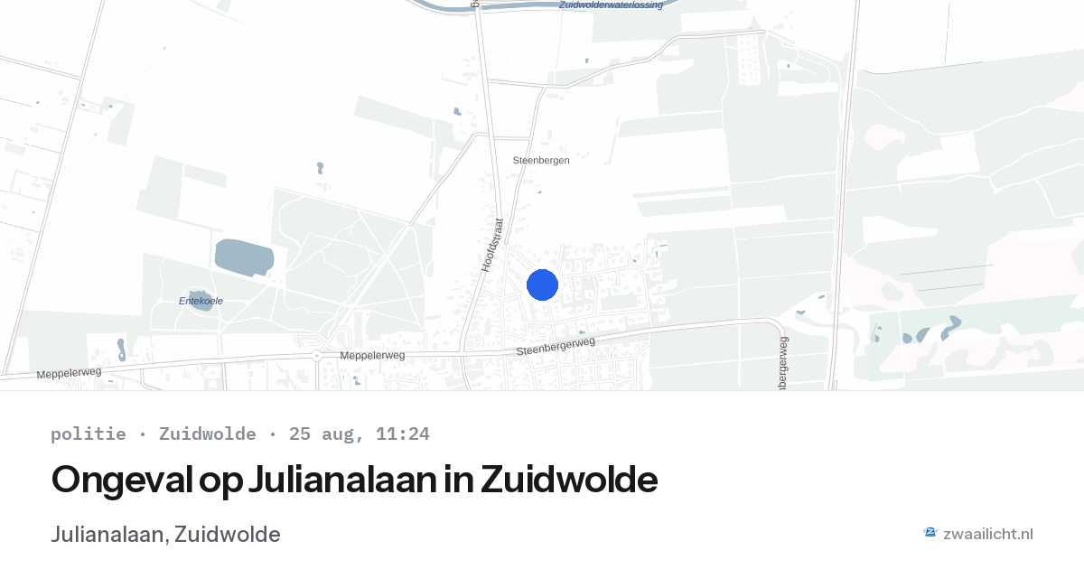 Ongeval op Julianalaan in Zuidwolde — 25 aug 2026