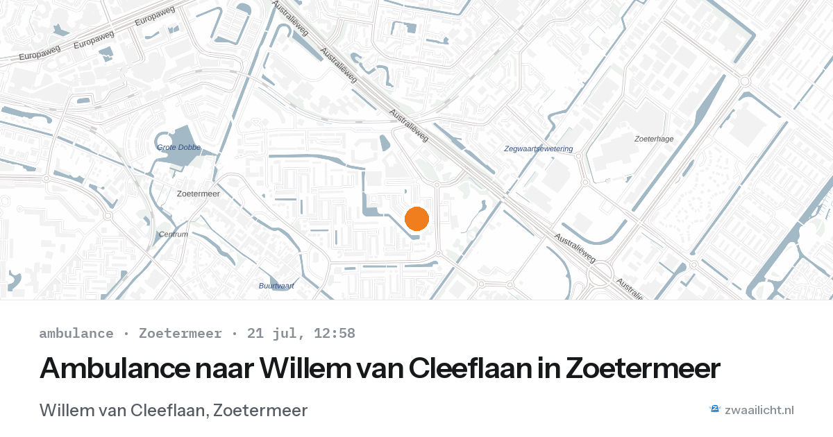Ambulance naar Willem van Cleeflaan in Zoetermeer — 21 jul 2026