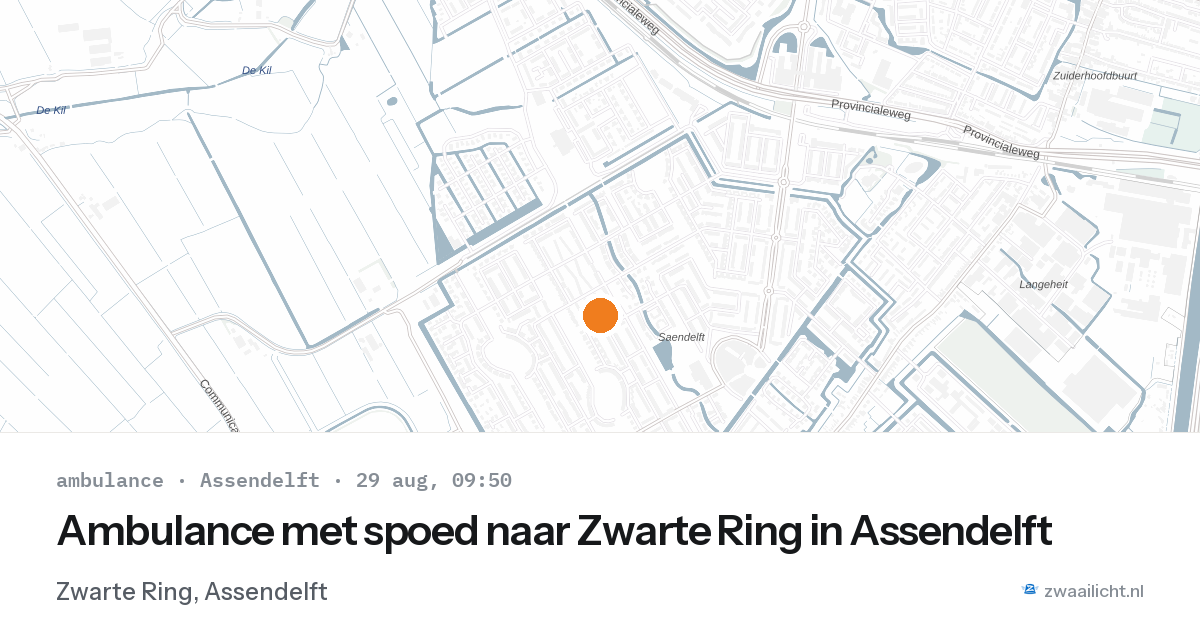 Ambulance met spoed naar Zwarte Ring in Assendelft — 29 aug 2026