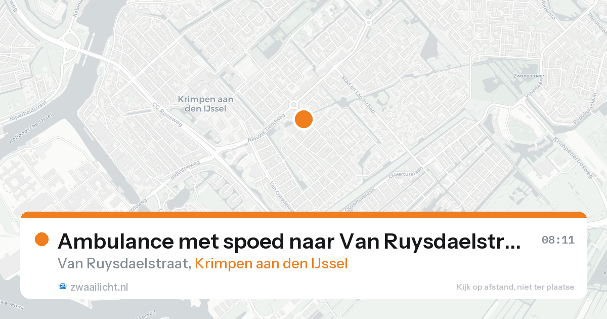 Ambulance met spoed naar Van Ruysdaelstraat in Krimpen aan den IJssel — 17 aug 2026