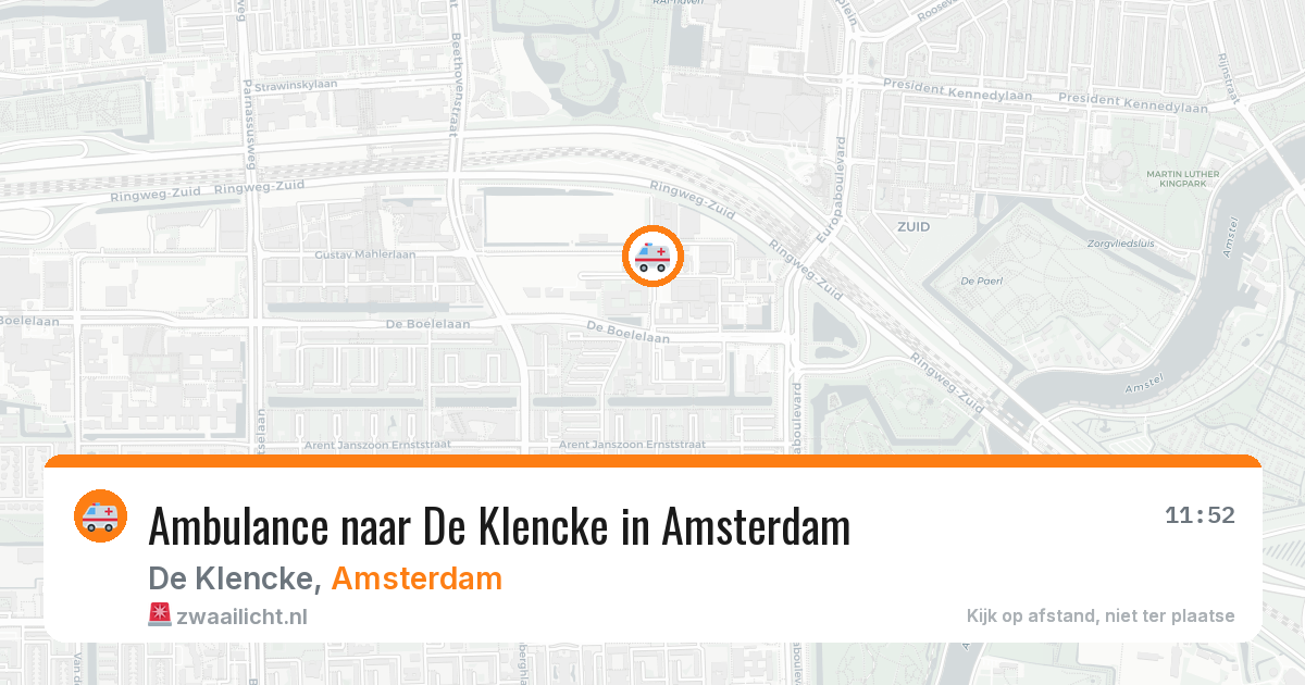 Ambulance naar De Klencke in Amsterdam — 16 mrt 2026