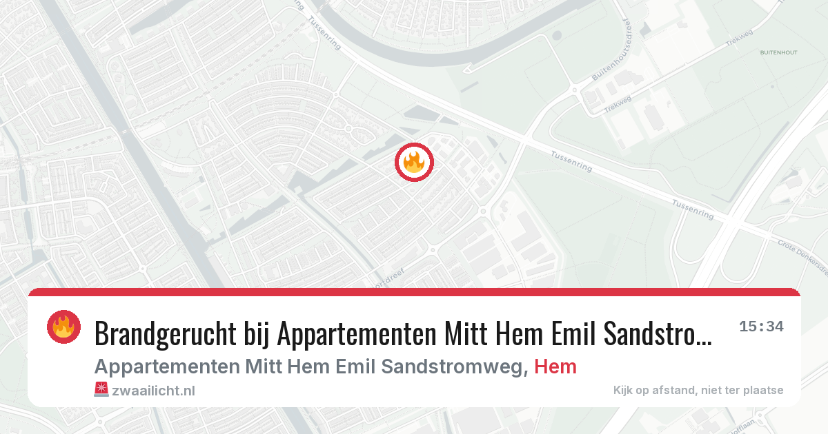 Brandgerucht bij Appartementen Mitt Hem Emil Sandstromweg in Hem — 5 jul 2026