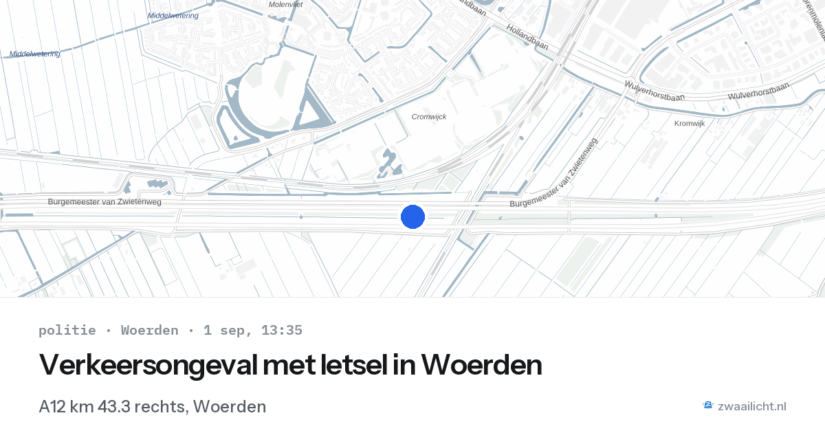 Verkeersongeval met letsel in Woerden — 1 sep 2026