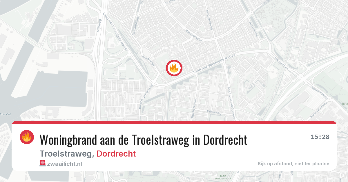 Woningbrand aan de Troelstraweg in Dordrecht — 3 aug 2026