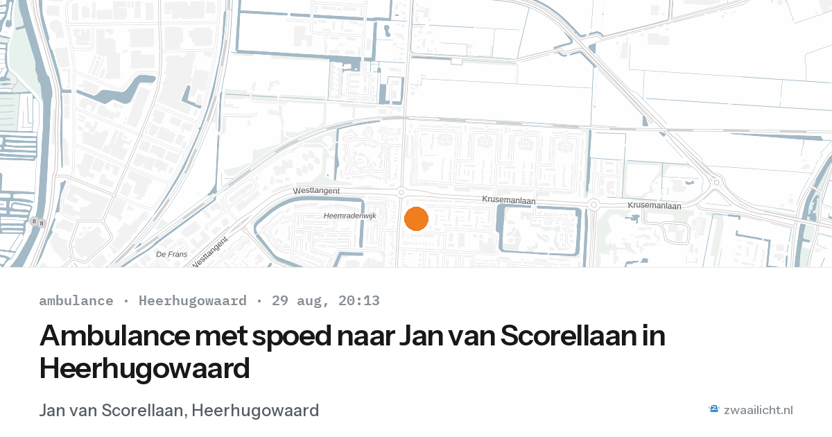 Ambulance met spoed naar Jan van Scorellaan in Heerhugowaard — 29 aug 2026