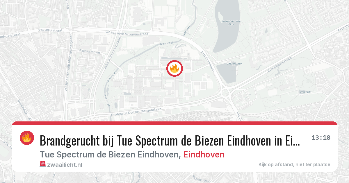 Brandgerucht bij Tue Spectrum de Biezen Eindhoven in Eindhoven — 29 jul 2026