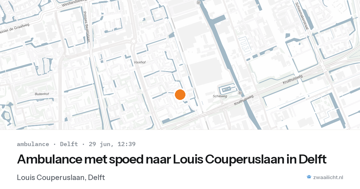Ambulance met spoed naar Louis Couperuslaan in Delft — 29 jun 2026