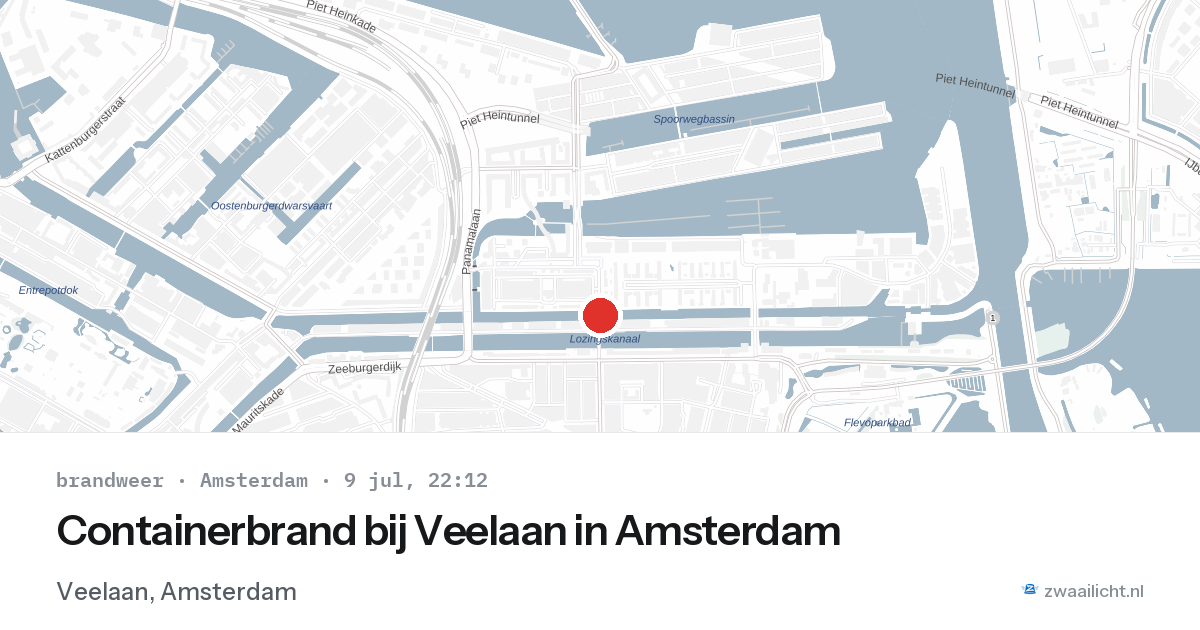 Containerbrand bij Veelaan in Amsterdam — 9 jul 2026