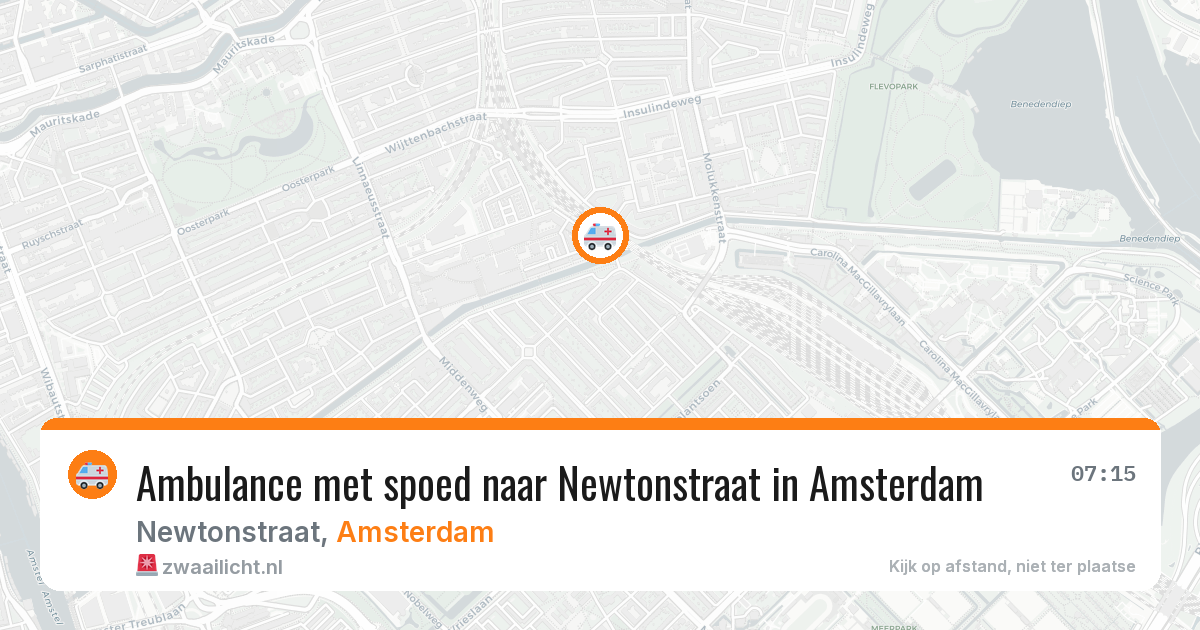Ambulance met spoed naar Newtonstraat in Amsterdam — 6 mei 2026