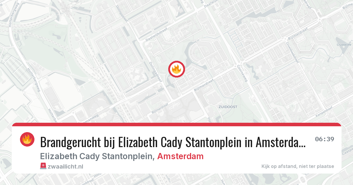 Brandgerucht bij Elizabeth Cady Stantonplein in Amsterdam — 22 feb 2026