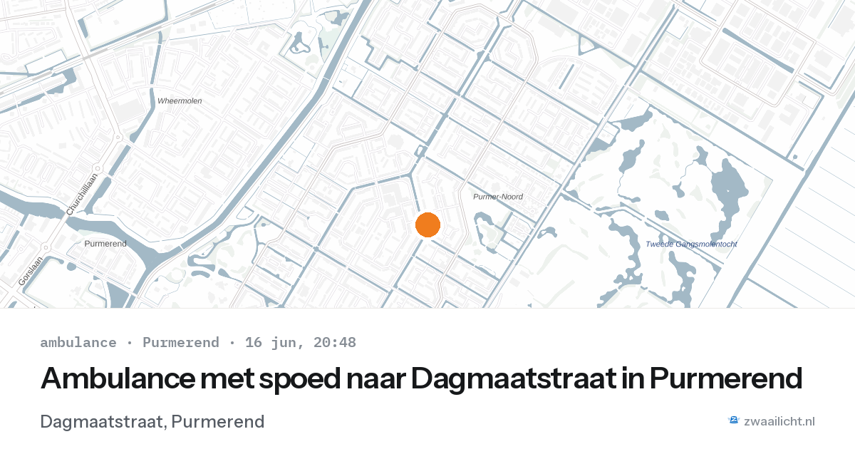 Ambulance met spoed naar Dagmaatstraat in Purmerend — 16 jun 2026