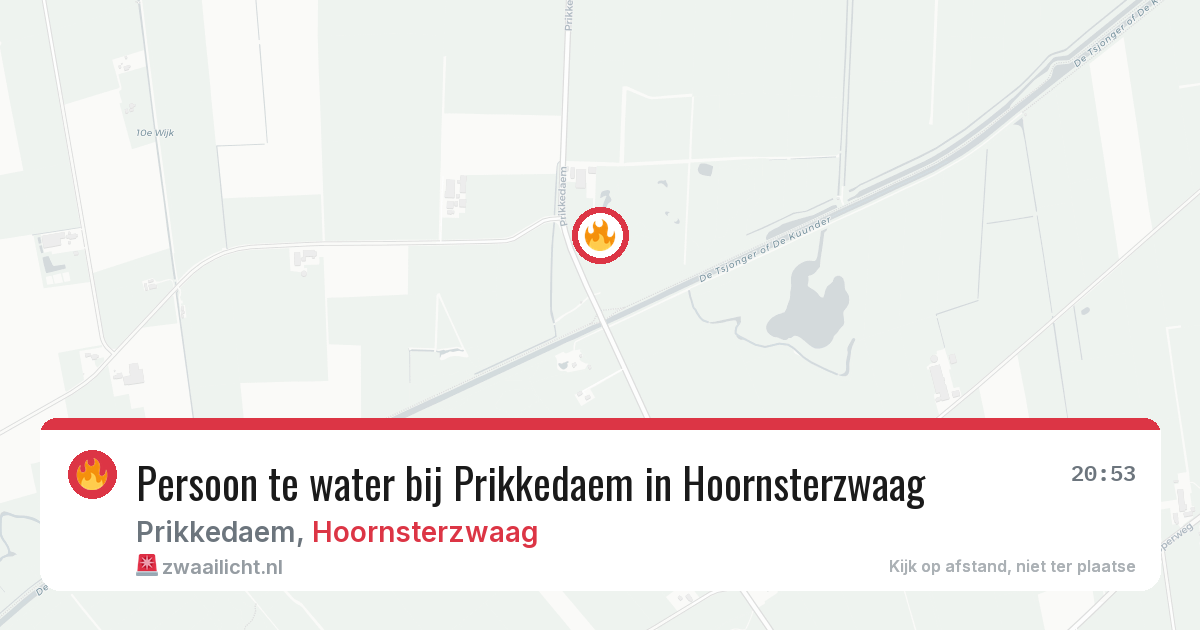 Persoon te water bij Prikkedaem in Hoornsterzwaag — 29 jan 2026