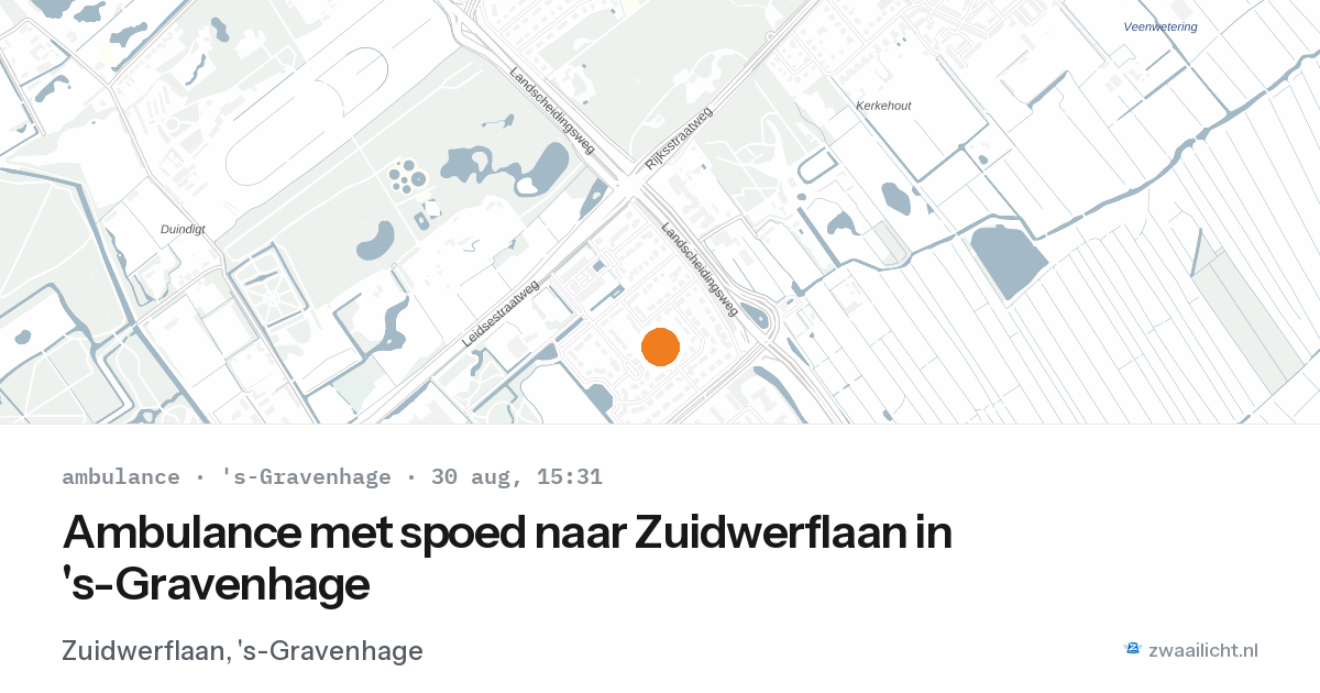 Ambulance met spoed naar Zuidwerflaan in 's-Gravenhage — 30 aug 2026