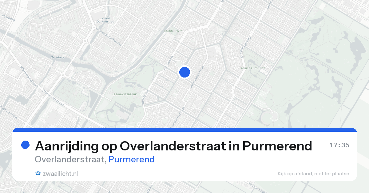 Aanrijding op Overlanderstraat in Purmerend — 24 aug 2026