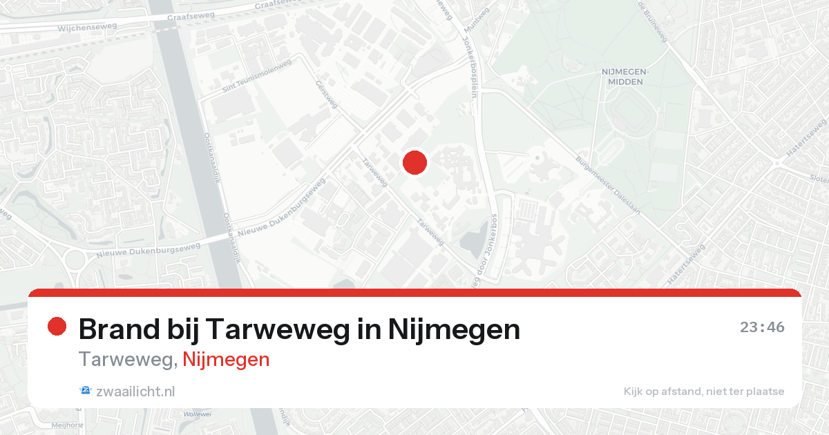 Brand bij Tarweweg in Nijmegen — 17 aug 2026