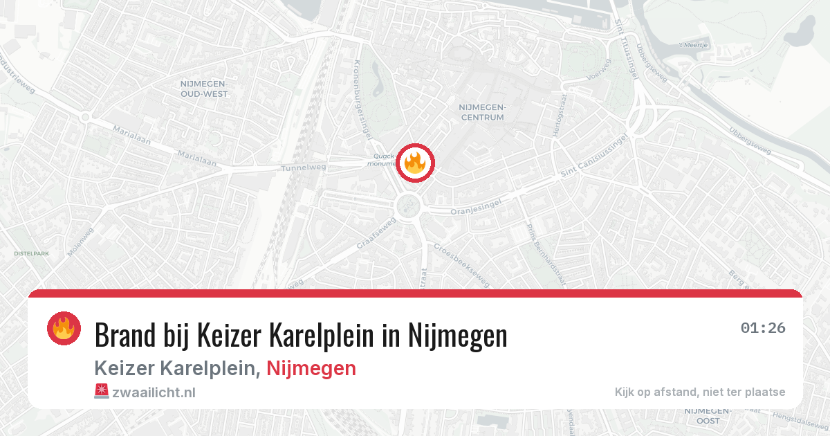 Brand bij Keizer Karelplein in Nijmegen — 30 mrt 2026