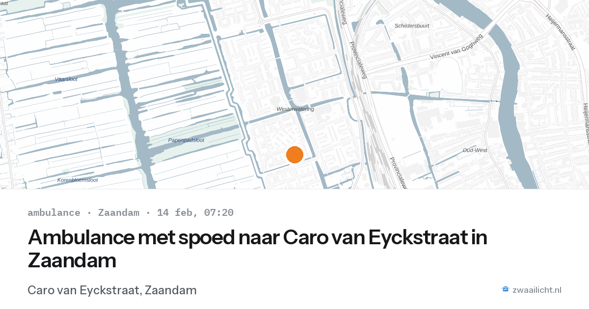 Ambulance met spoed naar Caro van Eyckstraat in Zaandam — 14 feb 2026