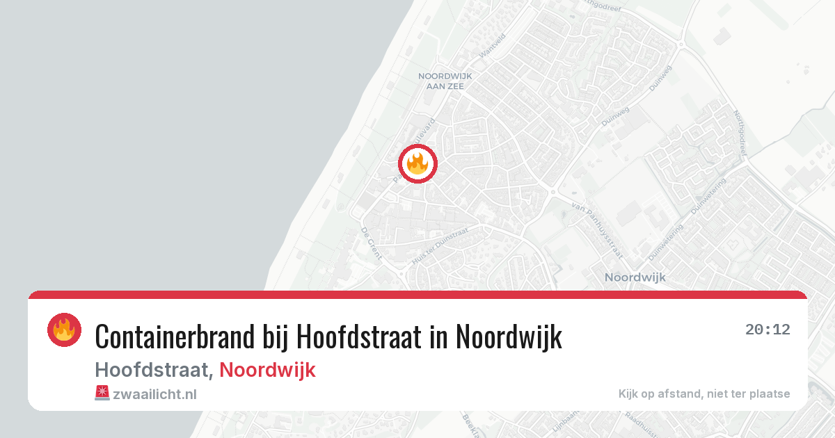 Containerbrand bij Hoofdstraat in Noordwijk — 13 aug 2026