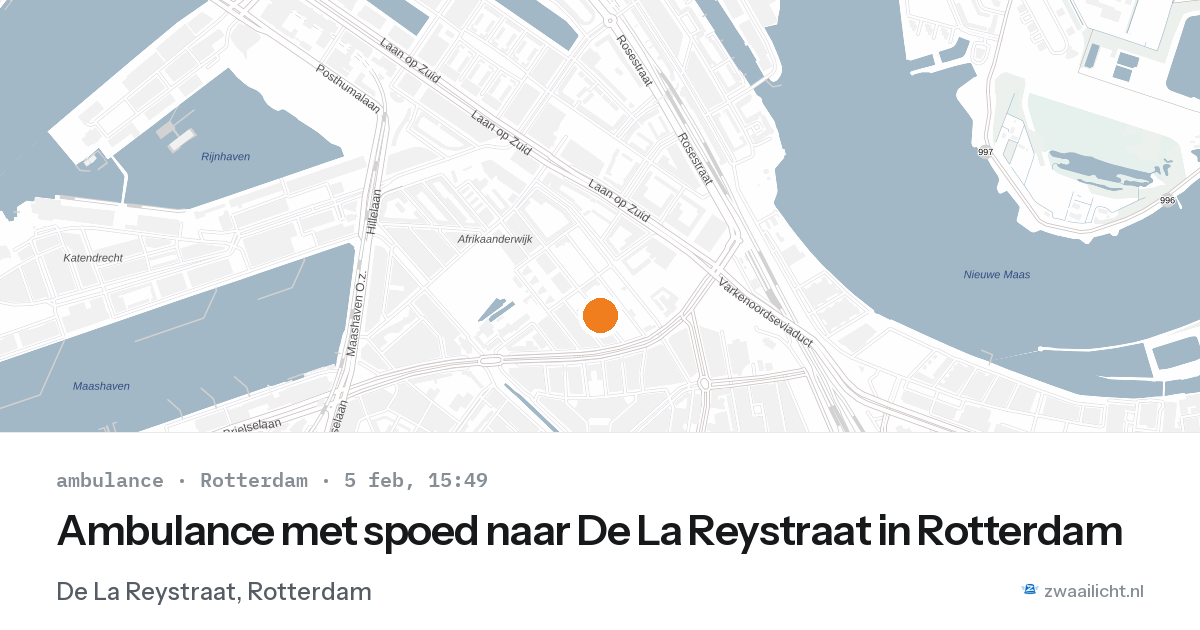 Ambulance met spoed naar De La Reystraat in Rotterdam — 5 feb 2026
