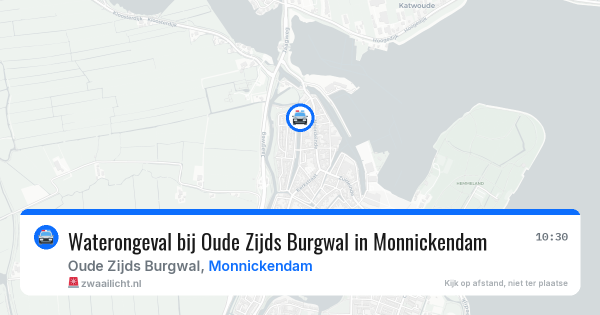 Waterongeval bij Oude Zijds Burgwal in Monnickendam — 12 apr 2026