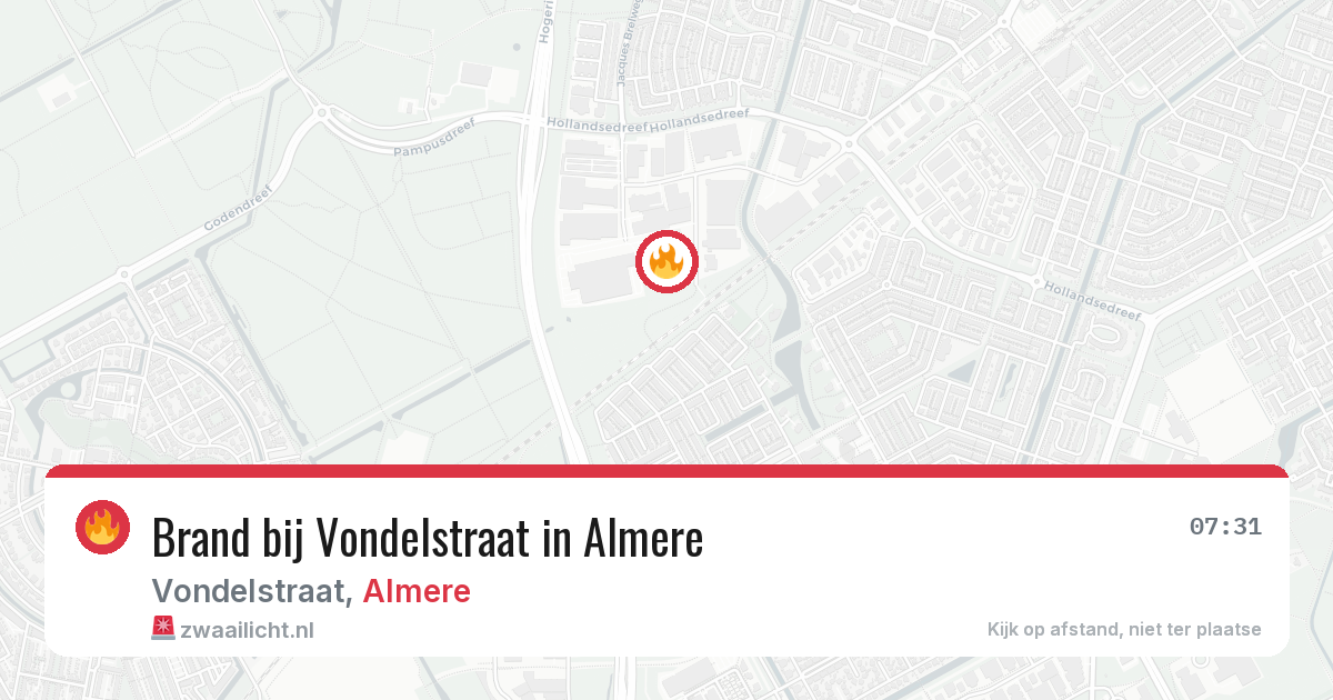 Brand bij Vondelstraat in Almere — 21 mrt 2026
