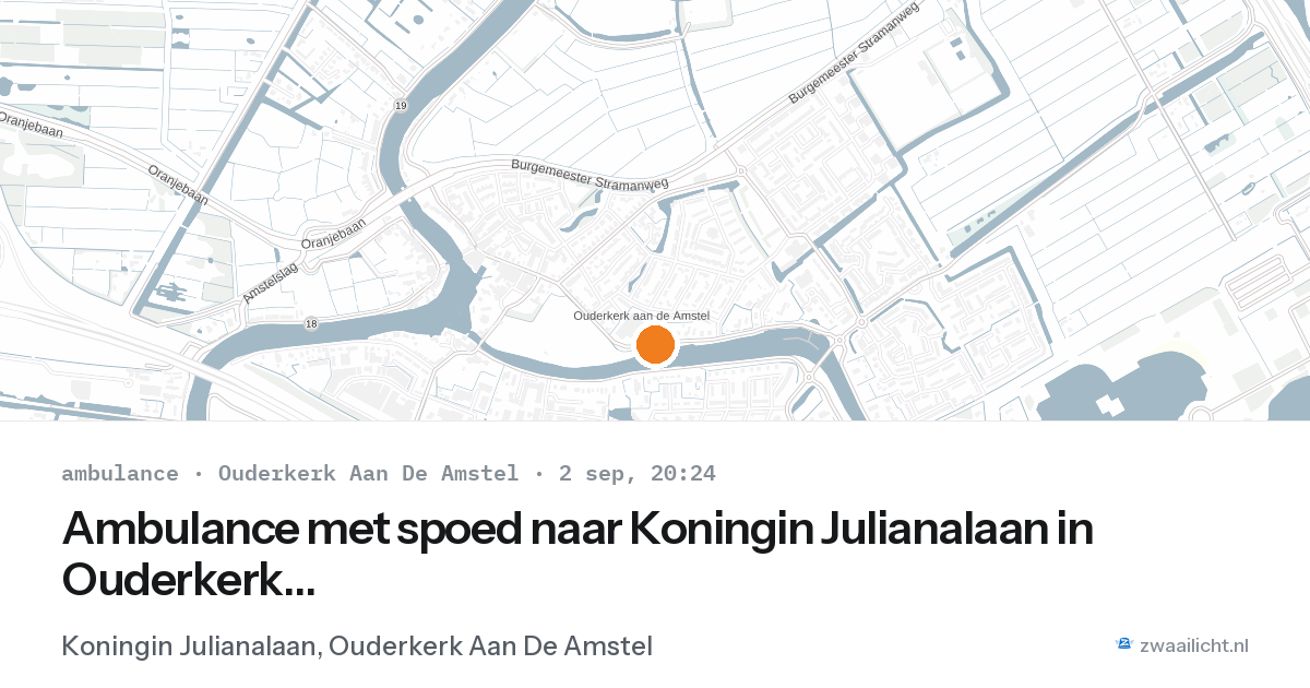 Ambulance met spoed naar Koningin Julianalaan in Ouderkerk Aan De Amstel — 2 sep 2026