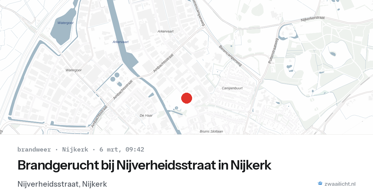 Brandgerucht bij Nijverheidsstraat in Nijkerk — 6 mrt 2026