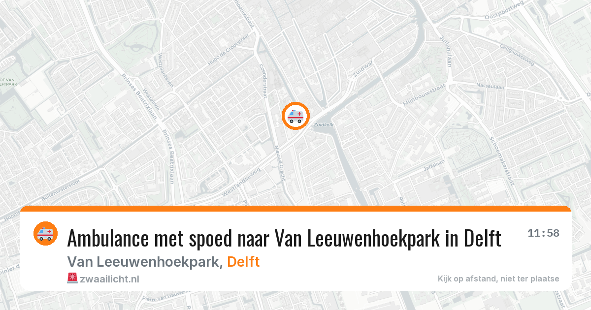 Ambulance met spoed naar Van Leeuwenhoekpark in Delft — 18 apr 2026
