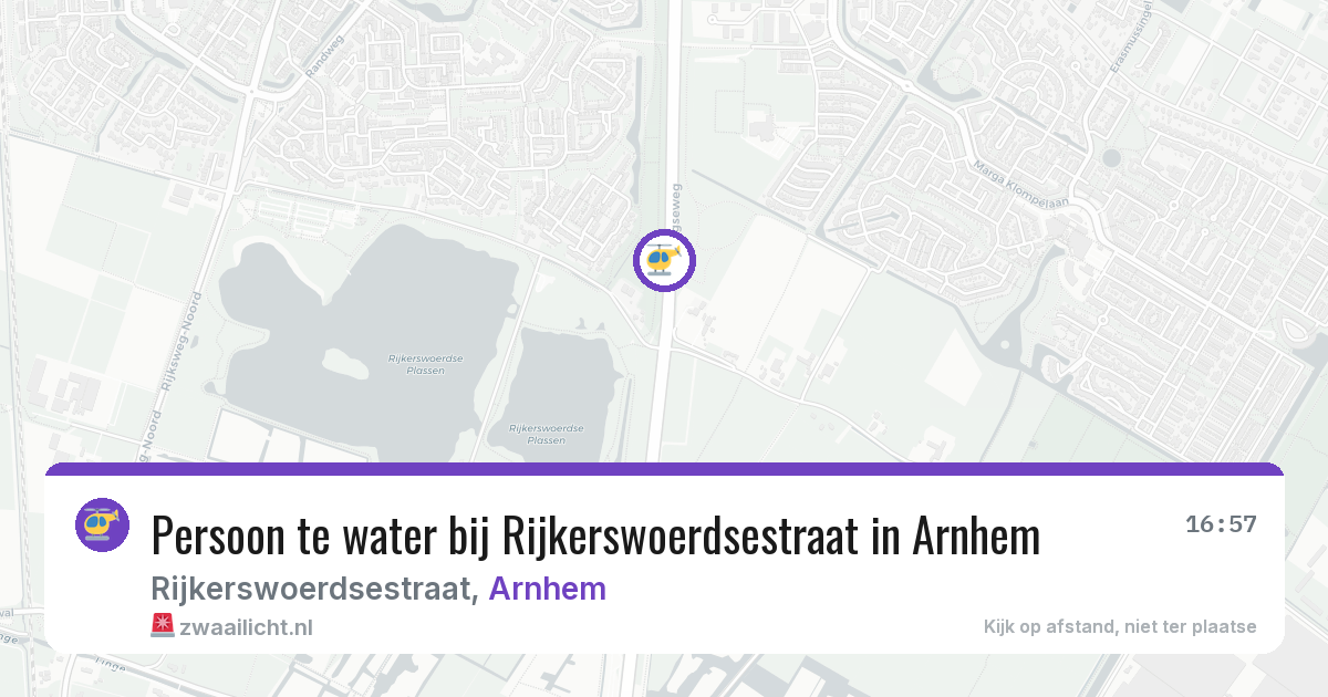 Persoon te water bij Rijkerswoerdsestraat in Arnhem — 29 jul 2026