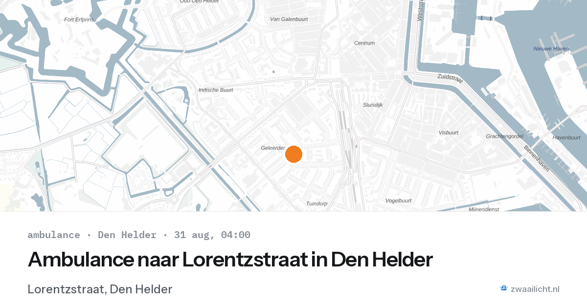 Ambulance naar Lorentzstraat in Den Helder — 31 aug 2026