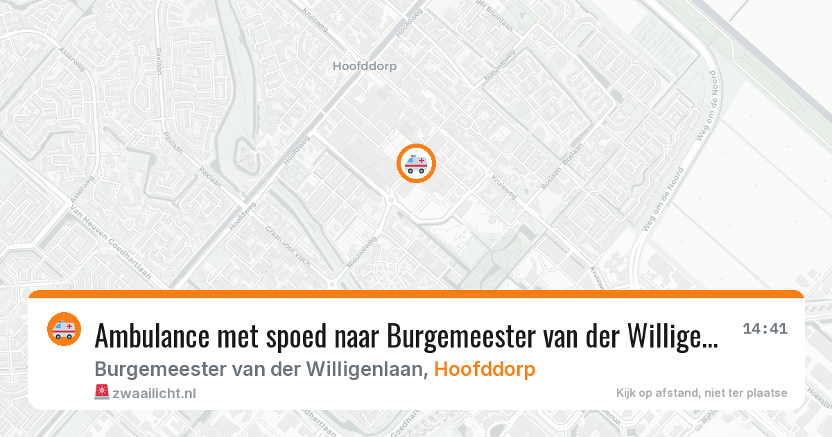 Ambulance met spoed naar Burgemeester van der Willigenlaan in Hoofddorp — 27 mei 2026