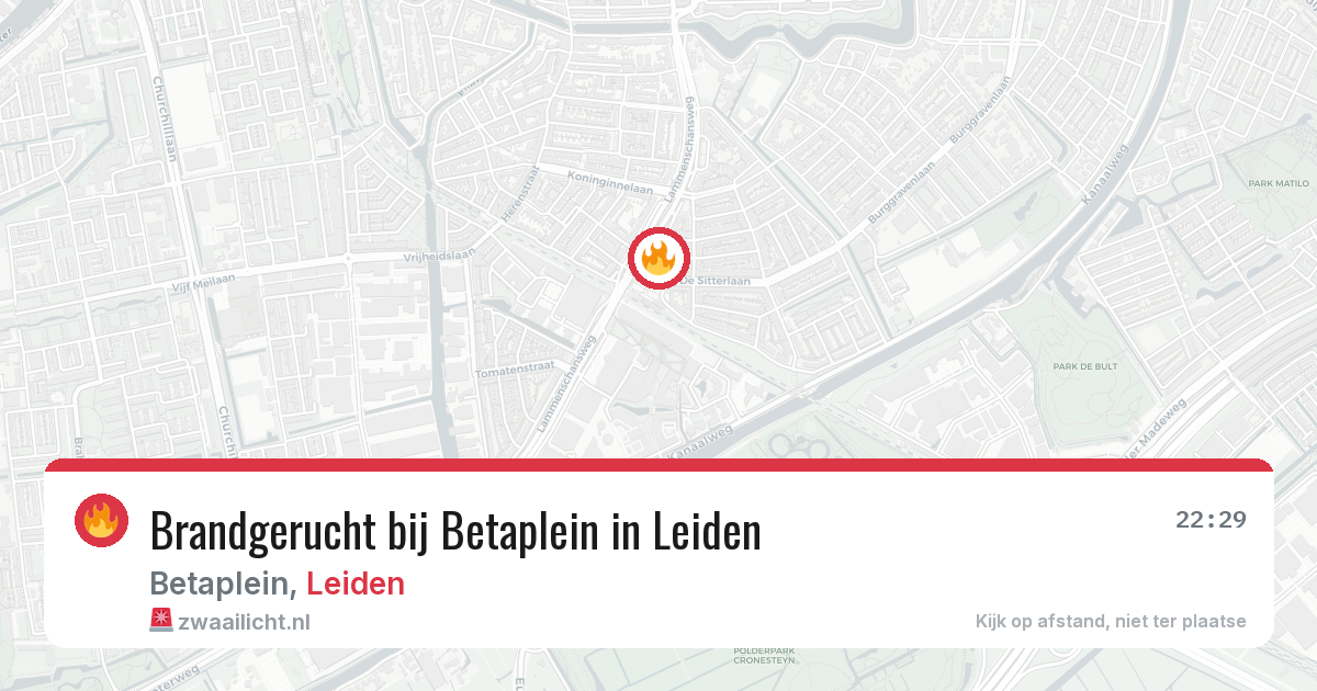 Brandgerucht bij Betaplein in Leiden — 7 aug 2026